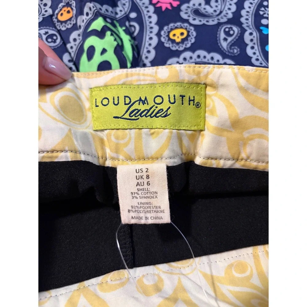 NEW Loudmouth | Women's Golf Skort Rainbow Paisley Skull Jolly Roger Sz‎ 2